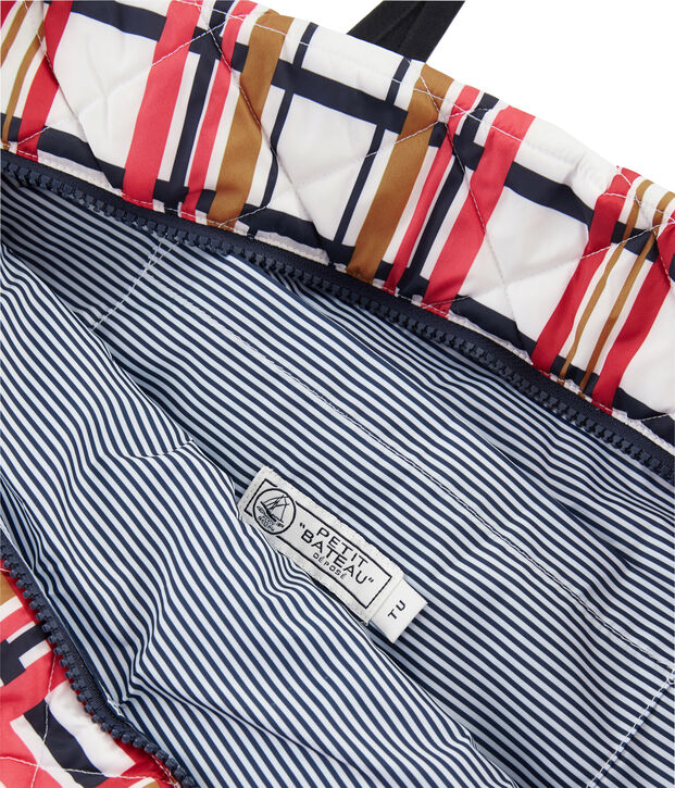 Sac cabas matelass&eacute; blanc/multicouleur