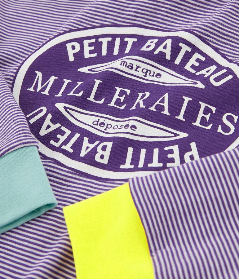 Damessweater met capuchon purper/wit