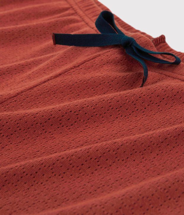 Short en coton ajour&eacute; Femme marron
