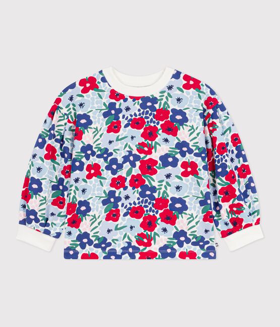 Katoenen sweatshirt met bloemetjesprint voor kinderen wit MARSHMALLOW/wit MULTICO