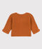 Cardigan bébé tricot point mousse en coton marron ECUREUIL