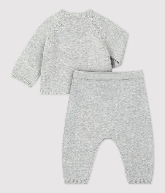 Ensemble 2 pièces jacquard en tricot bio bébé gris BELUGA CHINE