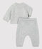 Ensemble 2 pièces jacquard en tricot bio bébé gris BELUGA CHINE