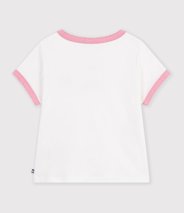 Kinder-T-shirt van effen katoen met korte mouwen wit