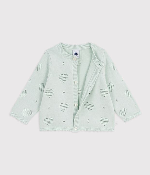 Katoenen babyvestje met hartjesmotief groen