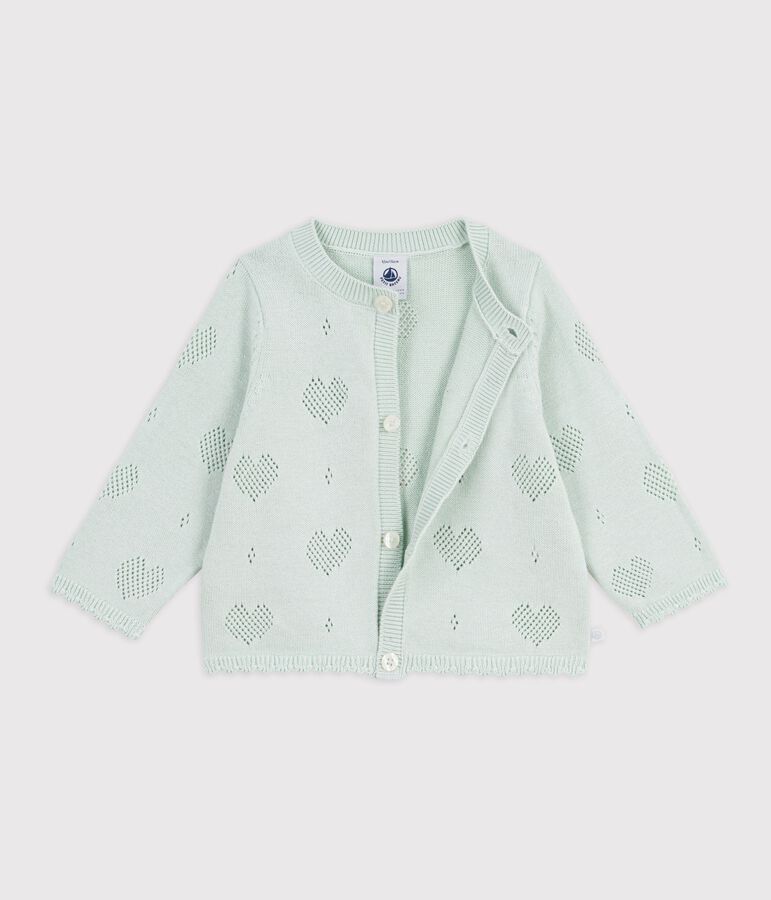 Cardigan b&eacute;b&eacute; en coton &agrave; motifs c&oelig;urs bleu