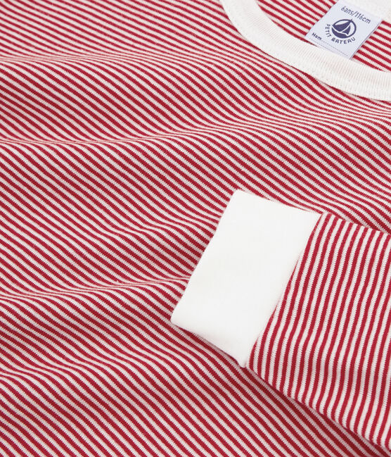 Pyjama petit garçon en côte rouge TERKUIT/blanc MARSHMALLOW