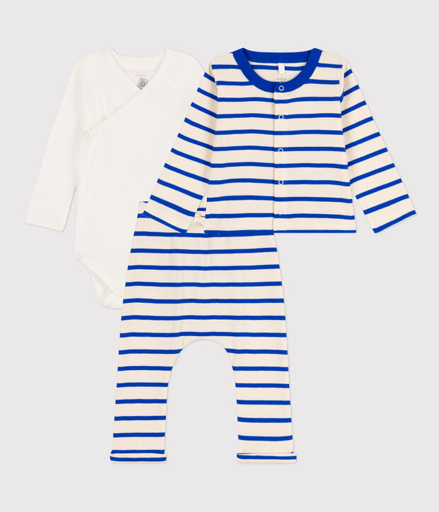 Setje met marinestrepen uit katoen voor baby's ecru/blauw