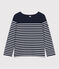 Katoenen marineshirt met lange mouw voor dames blauw SMOKING/wit MARSHMALLOW
