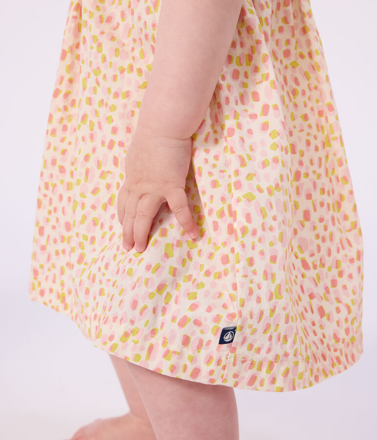 Katoenen jurkje zonder mouwen met print voor baby's wit/multicouleur