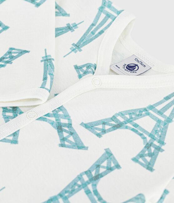 Katoenen babypyjama zonder voetjes met Eiffeltorenprint MARSHMALLOW/ MIMI