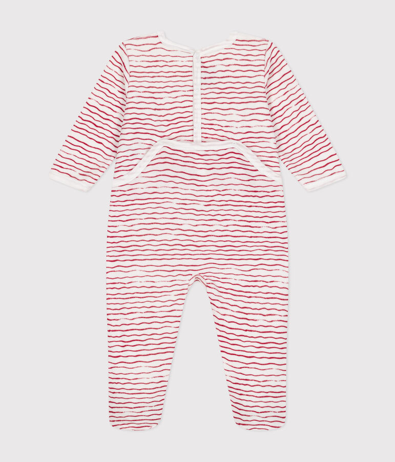 Dors bien en velours b&eacute;b&eacute; blanc/rouge