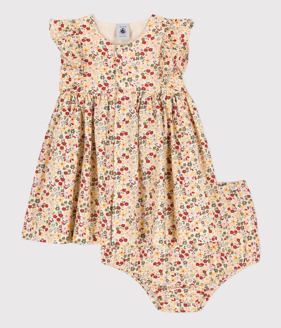 Mouwloos babyjurkje met bloomer van popeline wit AVALANCHE/ MULTICO