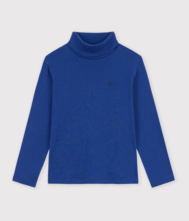 Sous-pull enfant en coton uni bleu