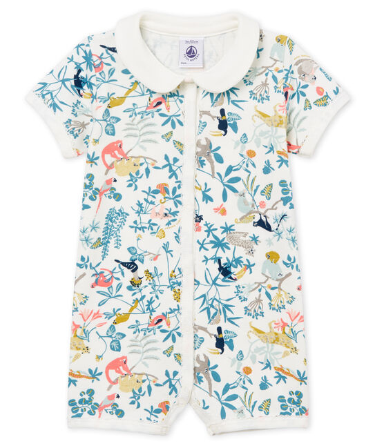 Combicourt bébé fille en côte blanc MARSHMALLOW/blanc MULTICO