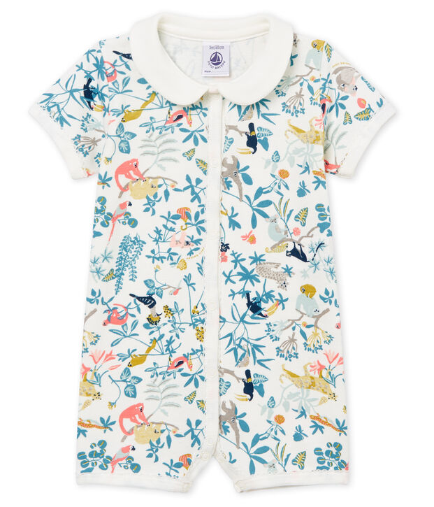 Kort pakje uit ribstof voor babymeisjes wit/multicouleur