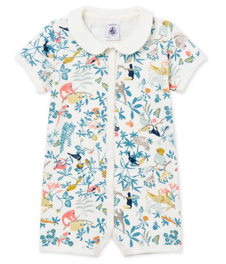 Combicourt b&eacute;b&eacute; fille en c&ocirc;te blanc MARSHMALLOW/blanc MULTICO