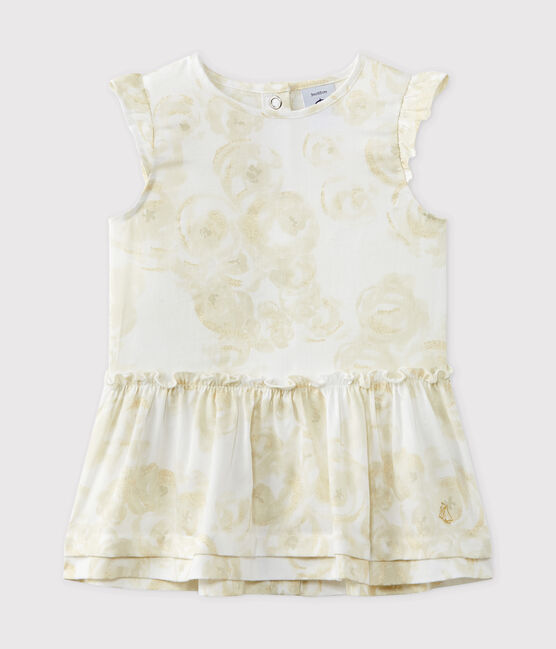 Robe bébé fille en satin imprimée blanc MARSHMALLOW/blanc MULTICO