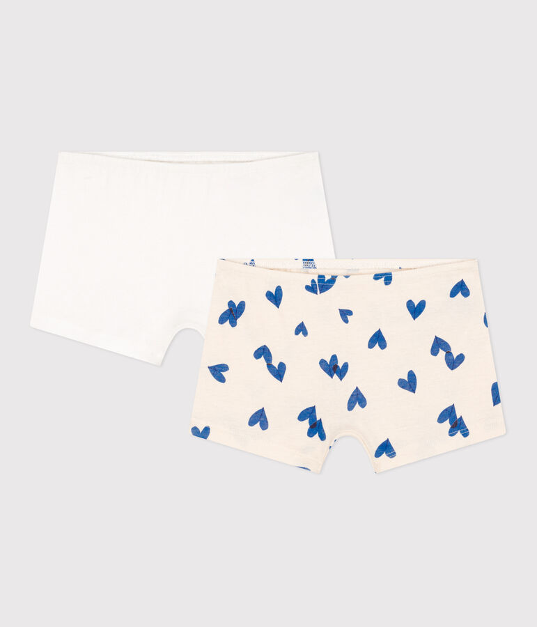 Lot de 2 shorties c&oelig;ur en coton petite fille multicouleur