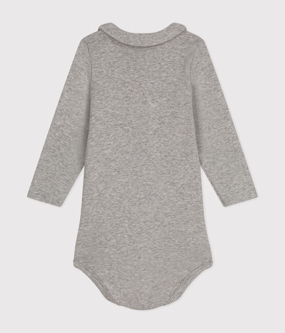 Katoenen body met lange mouwen enkraagje voor baby's grijs CHATON CHINE
