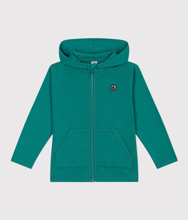 Katoenen hoodie met rits voor kinderen groen