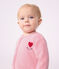 Pyjama b&eacute;b&eacute; en velours uni avec motif plac&eacute; rose