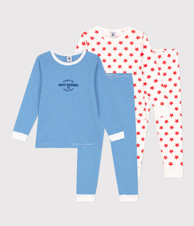Lot de 2 pyjamas &eacute;toile et ray&eacute; en coton enfant multicouleur