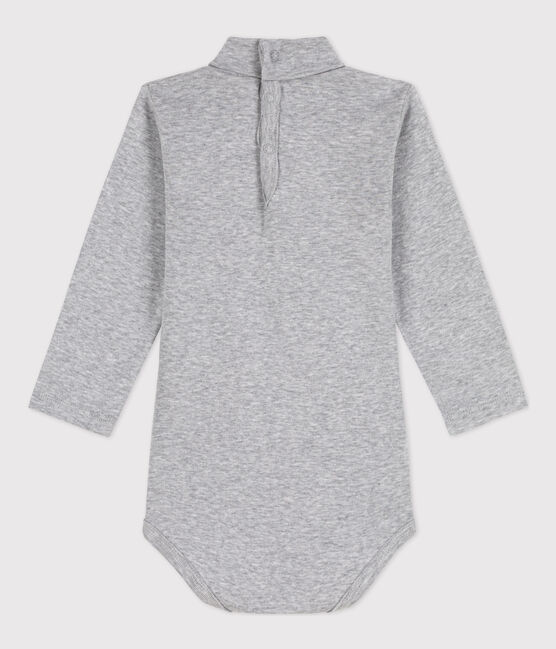 Babybody van katoen met lange mouwen en rolkraag grijs FUMEE CHINE