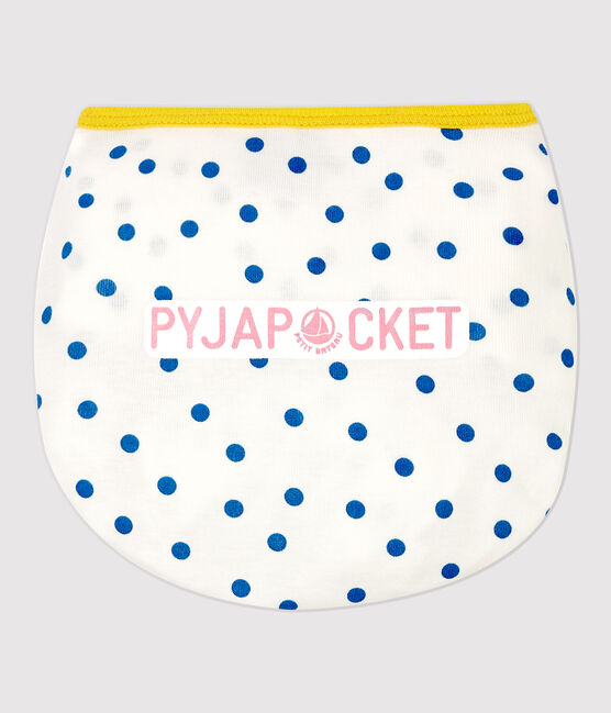 Pyjacourt à pois bleus petite fille en coton blanc MARSHMALLOW/ MALLARD