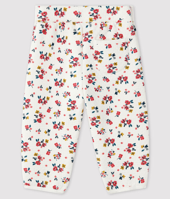 Pantalon bébé fille en tubique blanc MARSHMALLOW/blanc MULTICO