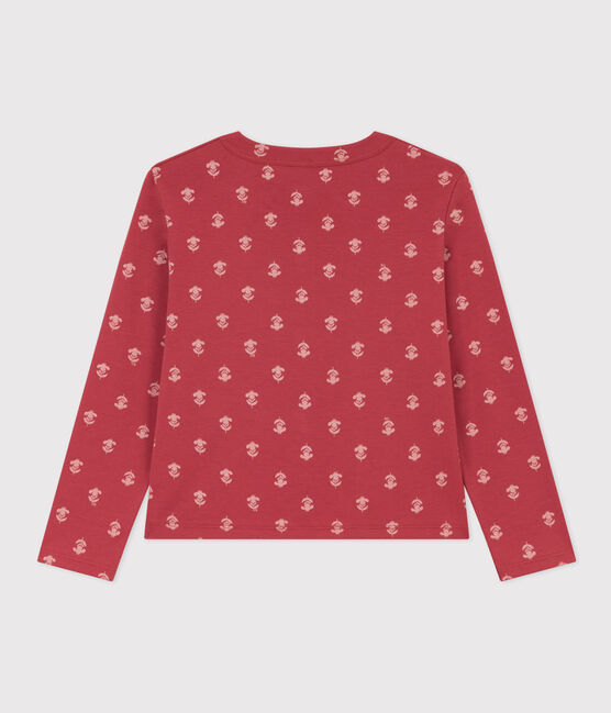 Cardigan met print voor meisjes in katoen roze PAPI/beige AVALANCHE