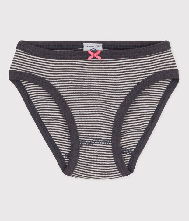 Culotte petite fille en coton gris/blanc