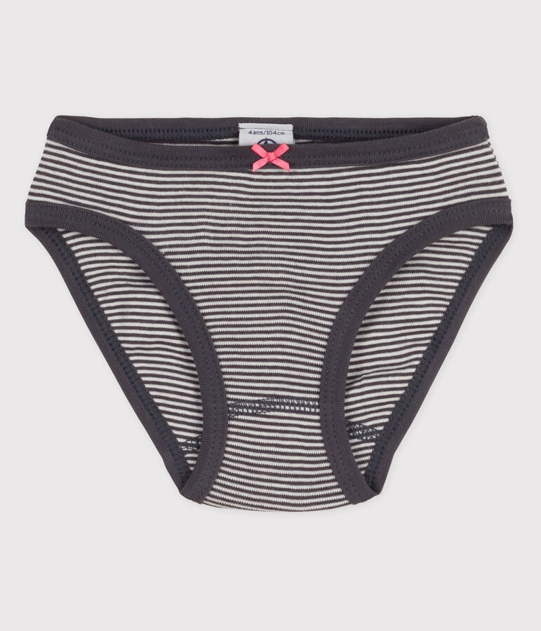 Katoenen meisjesslip grijs MAKI/wit MARSHMALLOW