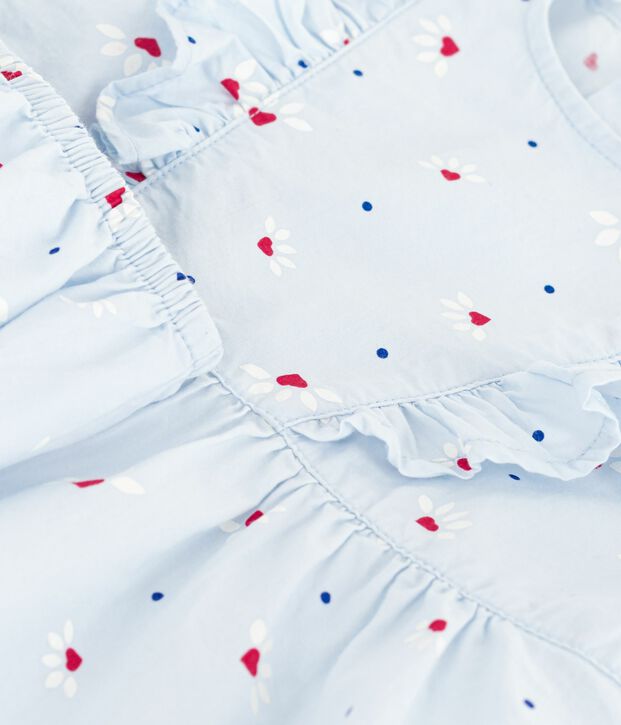Robe b&eacute;b&eacute; en coton manches courtes imprim&eacute;e avec son bloomer bleu/multicouleur