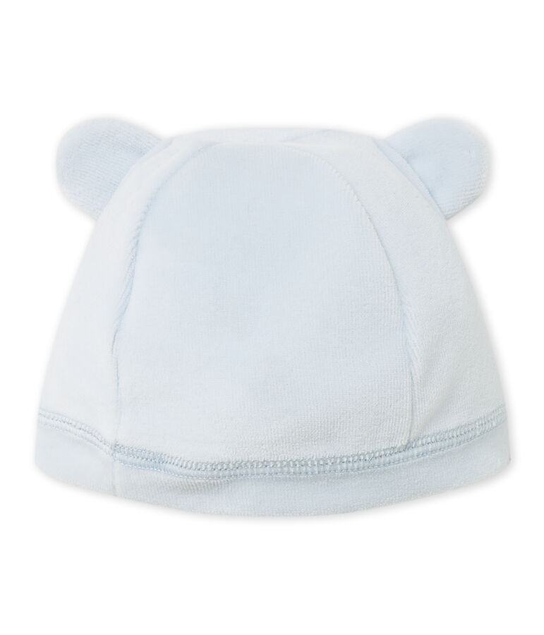 Bonnet de naissance b&eacute;b&eacute; mixte en velours bleu FRAICHEUR