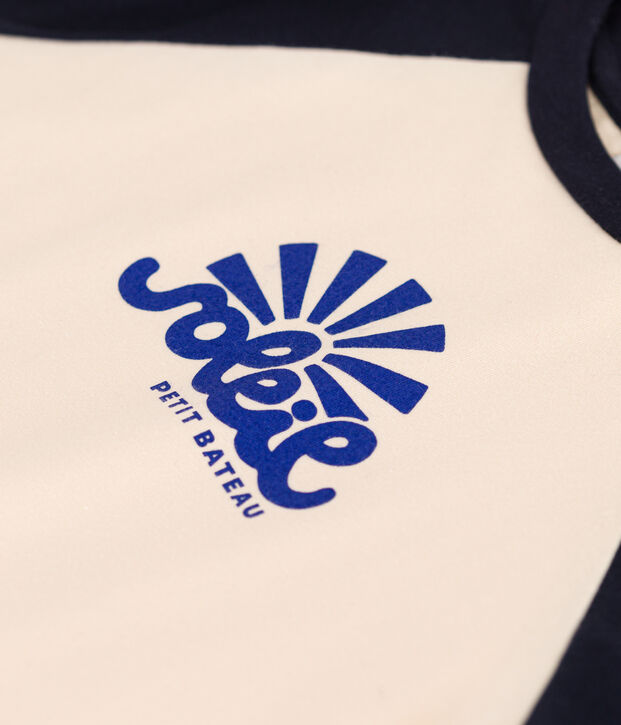 Tee-shirt imprim&eacute; en jersey enfant gar&ccedil;on &eacute;cru/bleu
