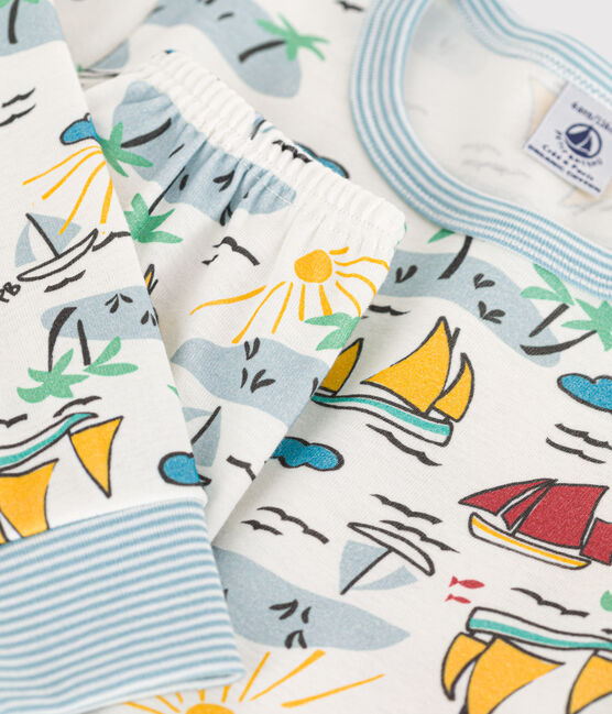 Pyjama explorateur en coton enfant blanc MARSHMALLOW/blanc MULTICO