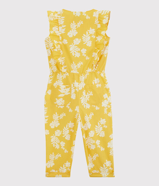 Combinaison en popeline imprimée enfant fille jaune ORGE/blanc MARSHMALLOW