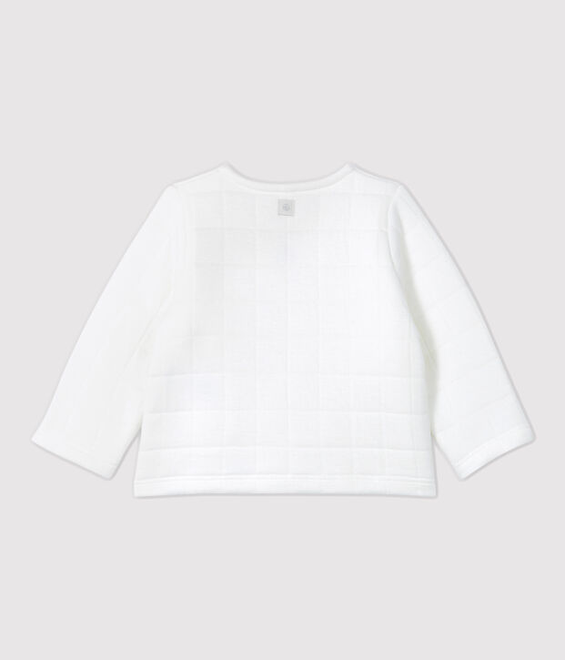 Cardigan b&eacute;b&eacute; matelass&eacute; en coton biologique blanc