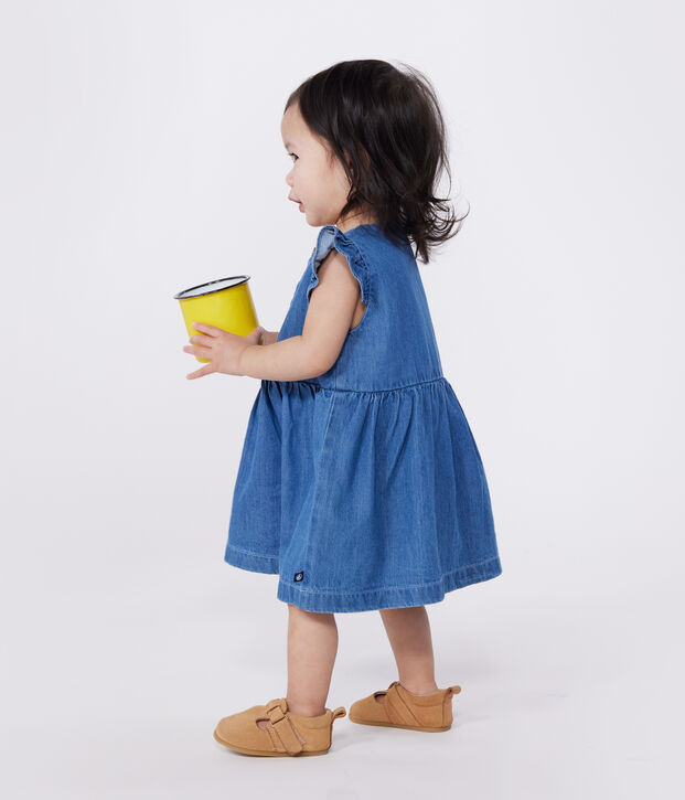 Robe b&eacute;b&eacute; en jean l&eacute;ger sans manches bleu