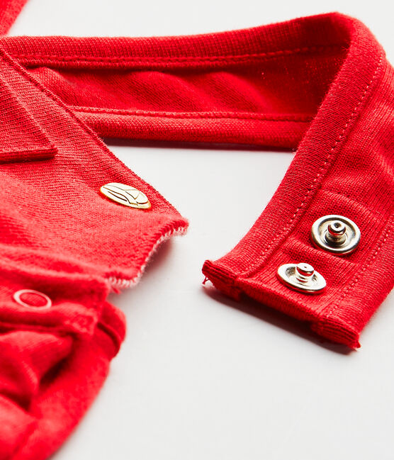 Korte salopette in zware jersey voor babymeisjes rood TERKUIT