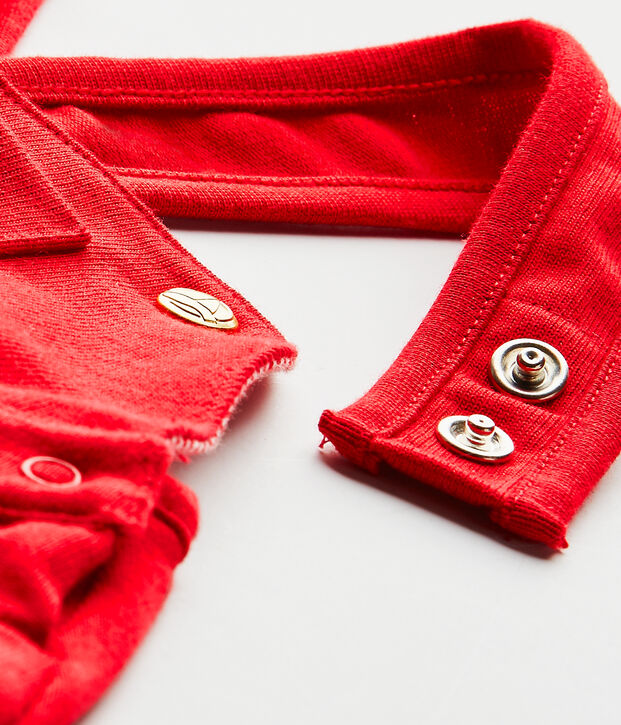 Korte salopette in zware jersey voor babymeisjes rood