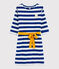 Gestreepte jurk met lange mouwen Dames blauw SURF/wit MARSHMALLOW