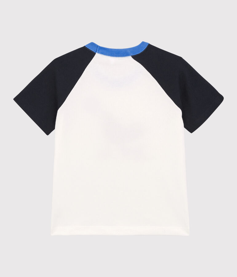 T-shirt met korte mouwen voor jongens wit/blauw
