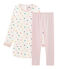 Meisjesnachthemd met lange mouwen van dubbelzijdig jersey met hartjes wit MARSHMALLOW/wit MULTICO