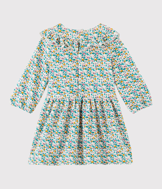 Jurk met lange mouwen babymeisje wit MARSHMALLOW/wit MULTICO