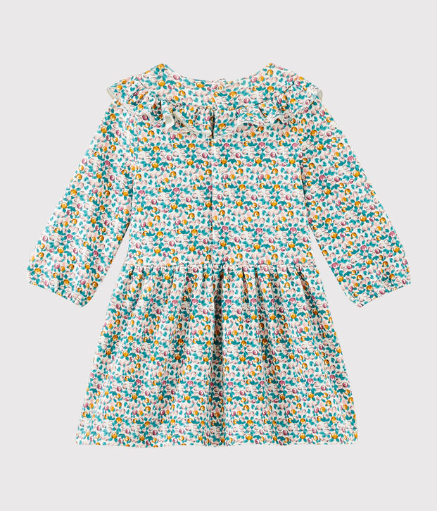 Robe manches longues b&eacute;b&eacute; fille blanc/multicouleur