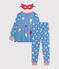 Pyjama déguisement enfant en coton phosphorescent avec cape bleu ALASKA/blanc MULTICO