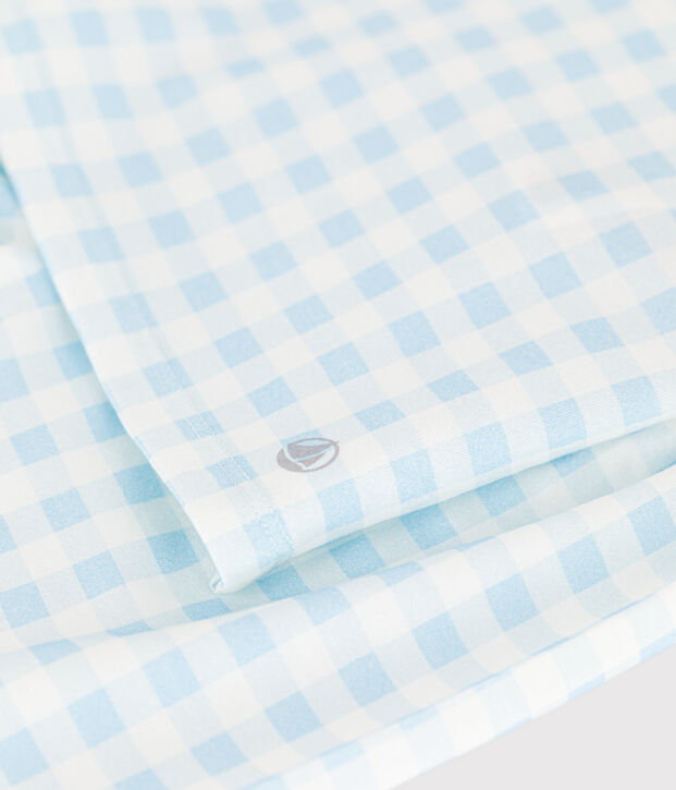 Pyjacourt imprim&eacute; vichy en coton fin petite fille blanc/bleu