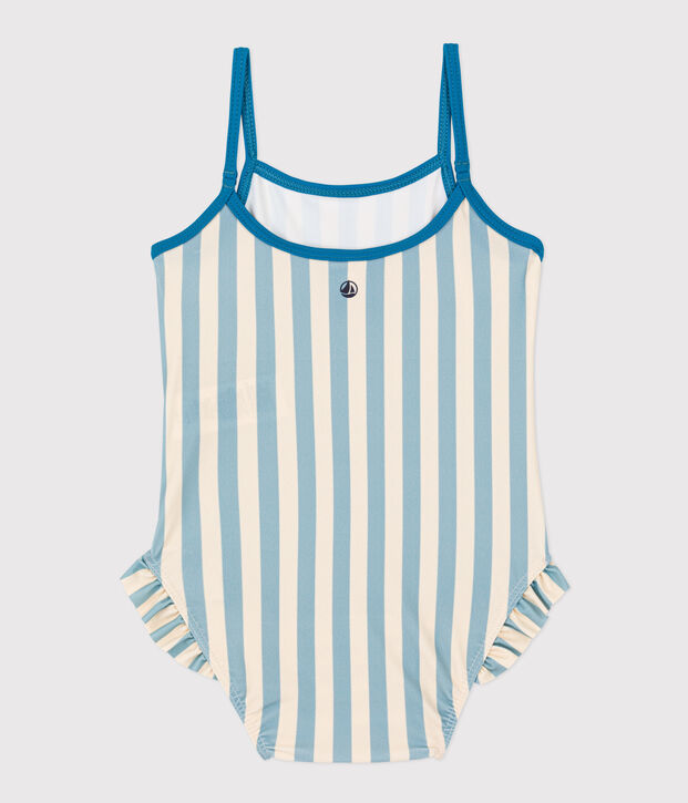 Badpak uit 1 deel voor baby's van gerecycleerd materiaal groen/ecru